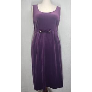 Whirlaway Frocks Vintage 90s Purple Velour Midi Dress Plus 18WP Whimsigoth